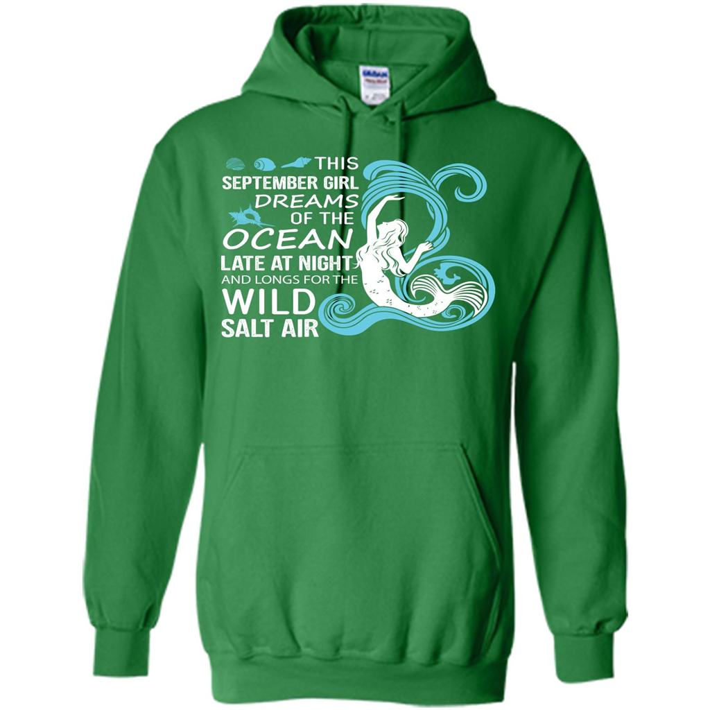 This September Girl Dreams Of The Ocean Late At Night T-shirt Irish Green