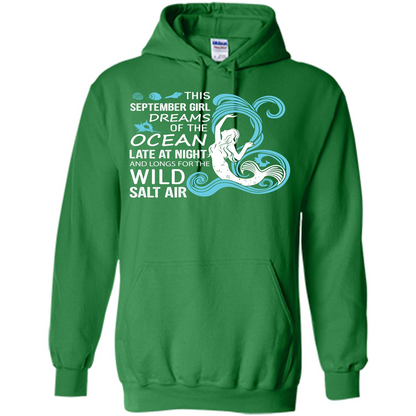This September Girl Dreams Of The Ocean Late At Night T-shirt Irish Green