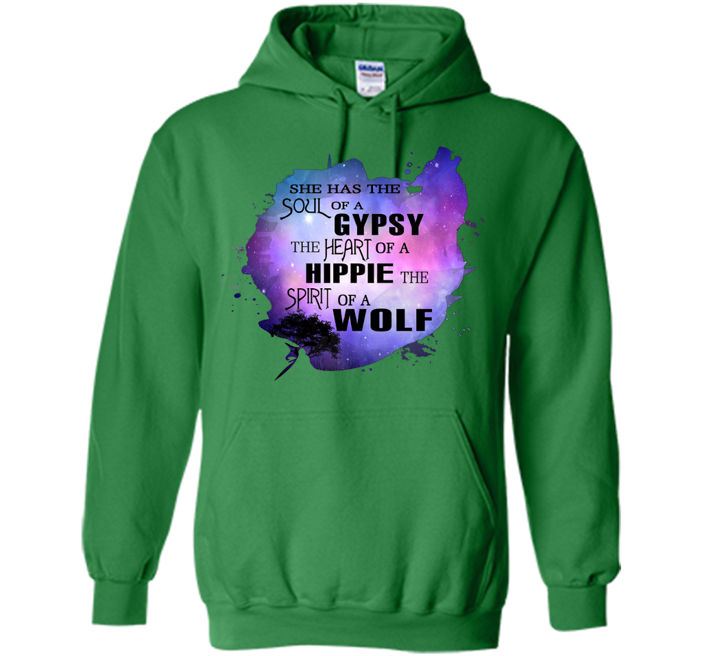 The Soul of a Gypsy Heart of a Hippie Spirit of a Wolf Shirt t-shirt Irish Green