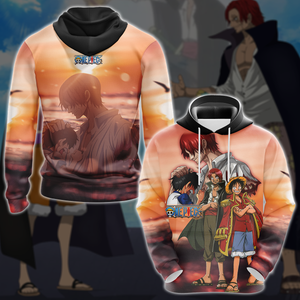 One Piece Luffy x Shanks Anime Manga 3D All Over Print T-shirt Tank Top Zip Hoodie Pullover Hoodie Hawaiian Shirt Beach Shorts Jogger