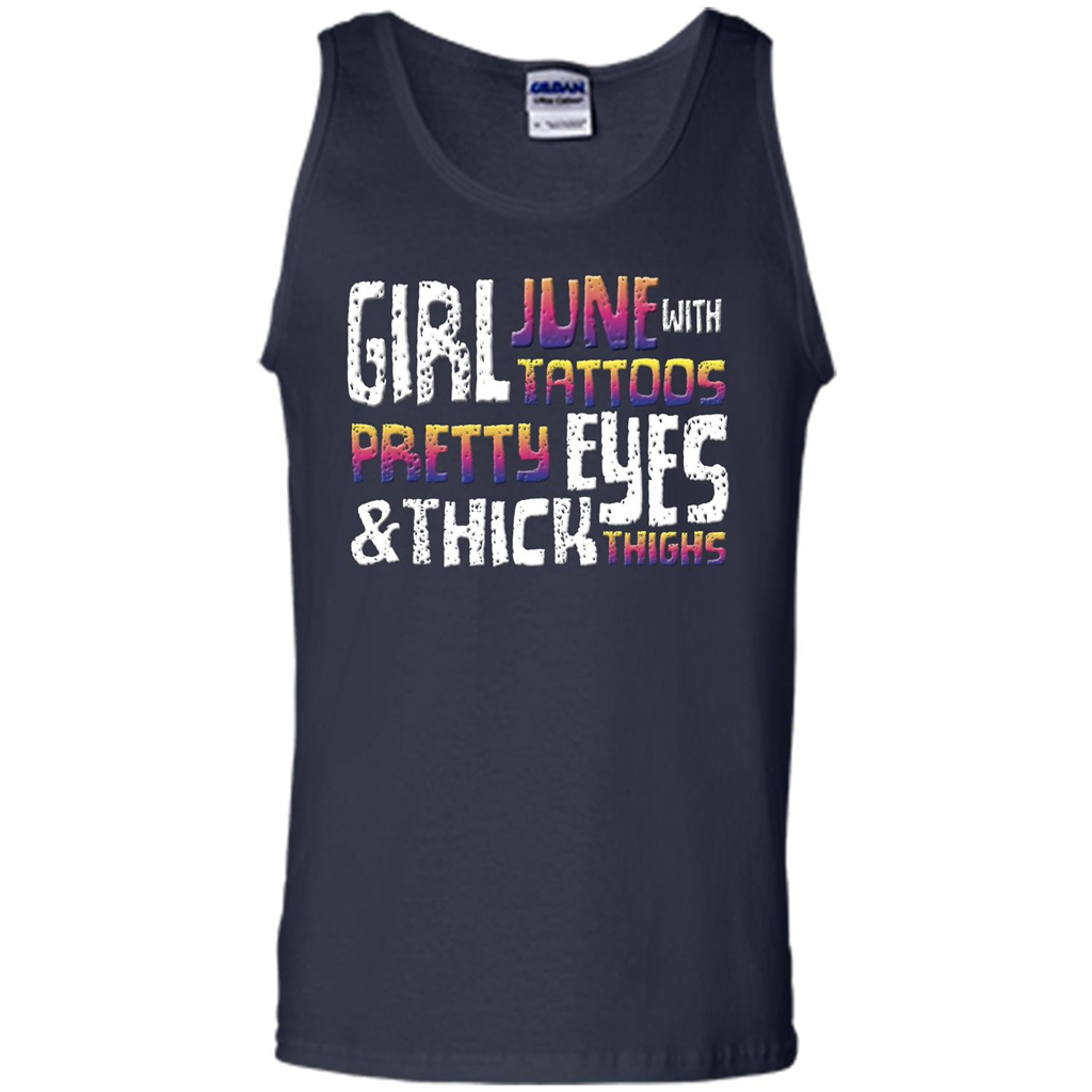 June Girl T-shirt With Tattoos Pretty Eyes and Thick Thighs Navy