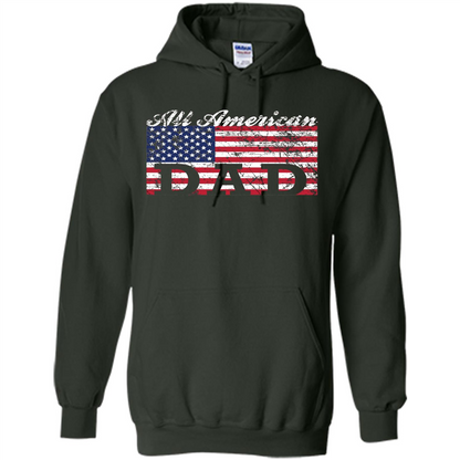 Fathers Day T-shirt All American Dad American Flag Forest Green