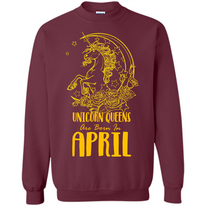April Unicorn T-shirt Unicorn Queens Are Born In April Maroon