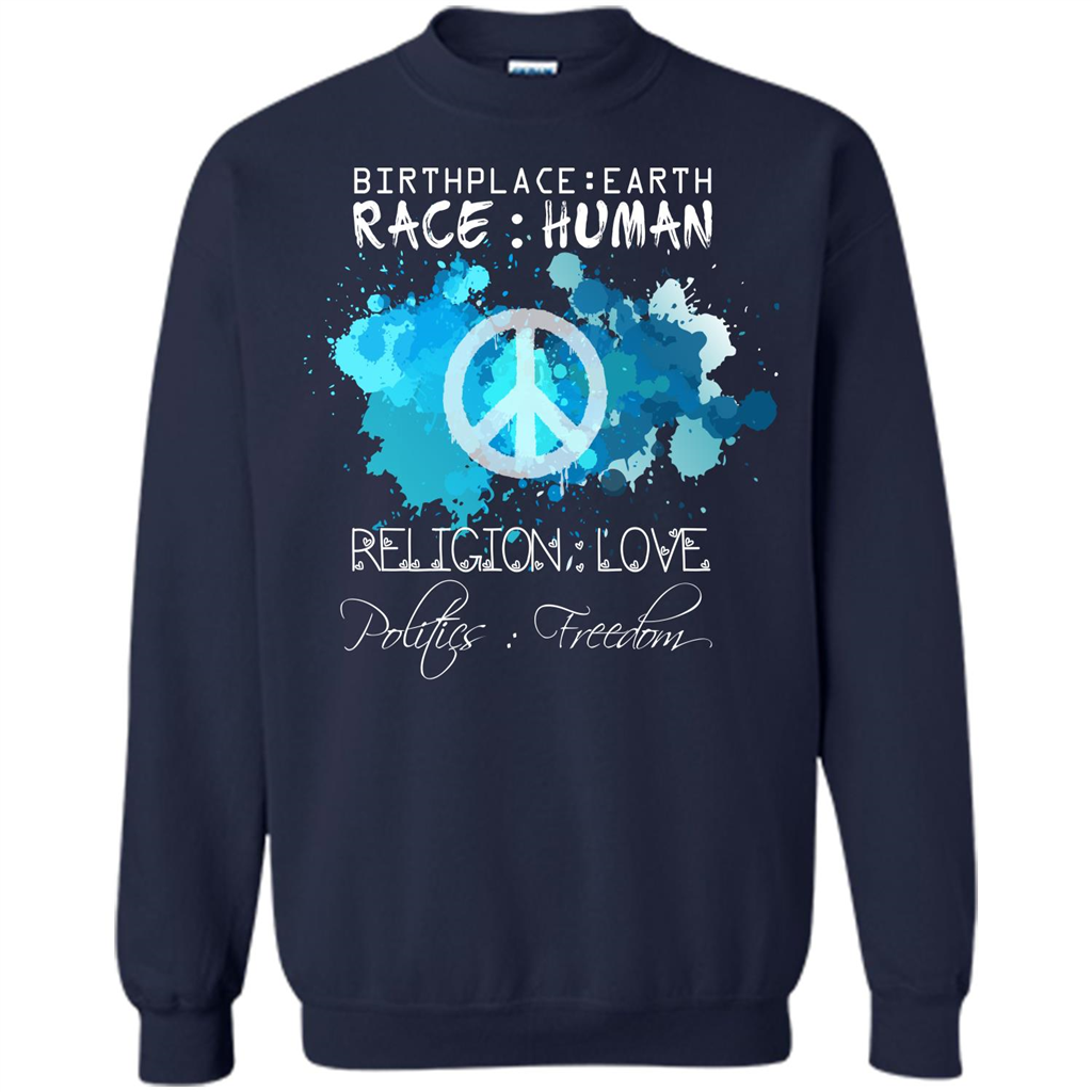 Birthplace Earth Race Human Religion Love T-shirt Navy