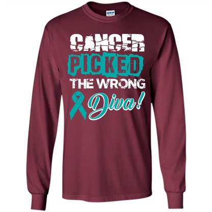 Cancer Awareness T-shirt Cancer Picked The Wrong Diva T-shirt Maroon