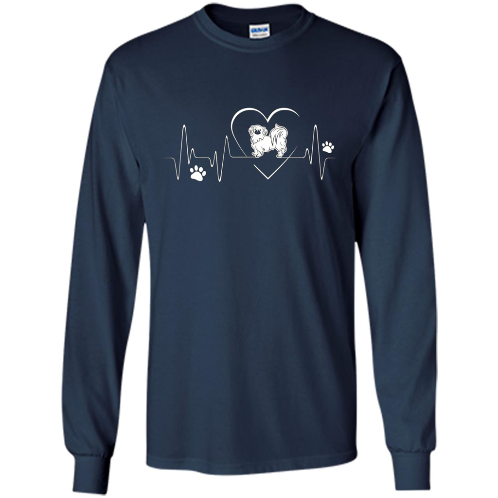 Pekehund T-shirt Pekehund Heart Beat T-shirt Navy