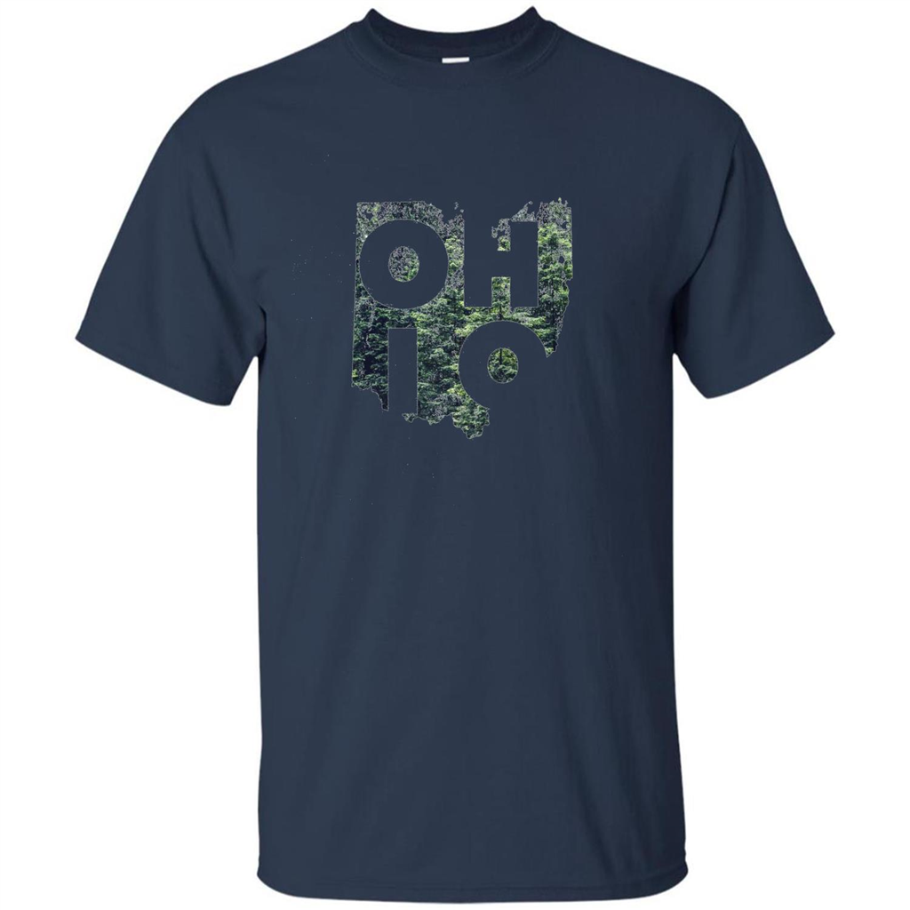 State Of Ohio T-Shirt Distressed with Trees Navy