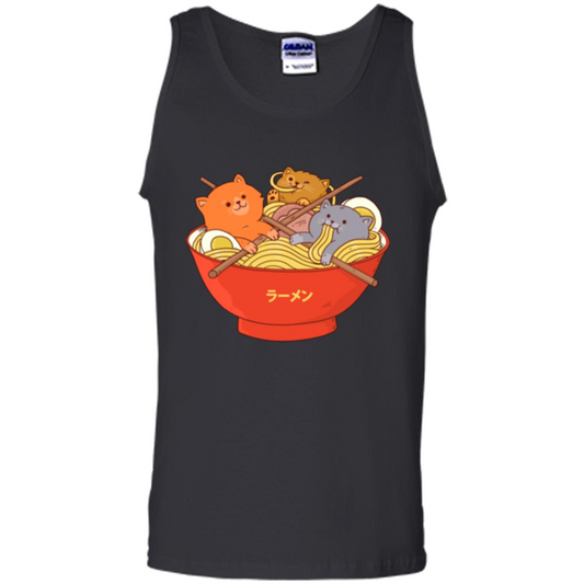 Ramen Noodles And Cats T-shirt Black