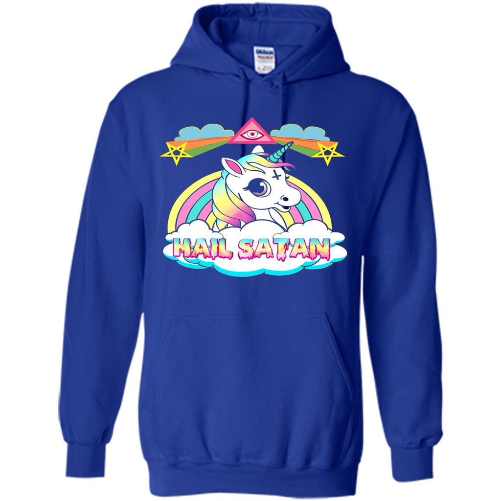 Unicorn Hail Satan Death Metal Rainbown T-shirt Royal