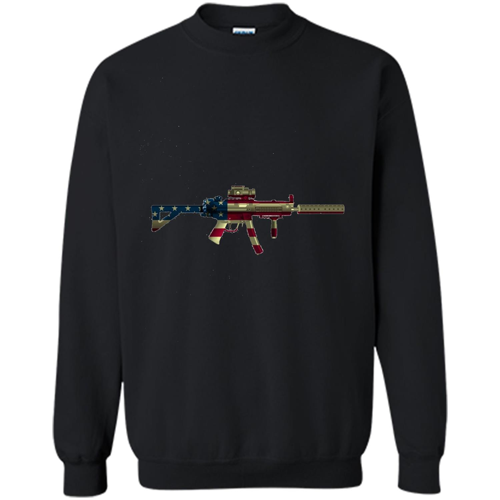 Assault Rifle Gun Flag Red White And Blue Gun T-shirt Black