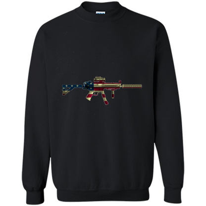 Assault Rifle Gun Flag Red White And Blue Gun T-shirt Black