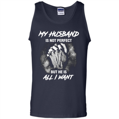Wife T-shirt My Husband Is Not Perfect But He Is All I Need Navy