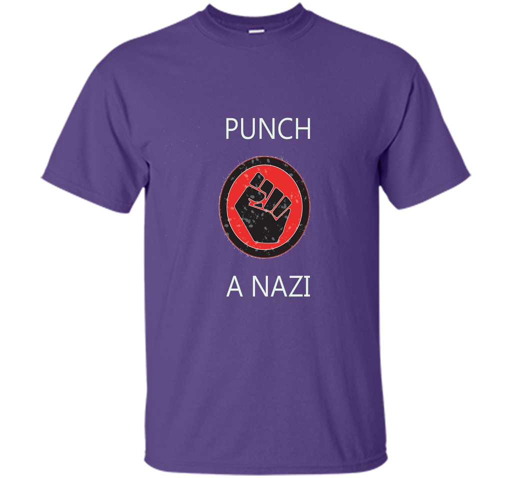 Punch A Nazi - Statement T-shirt shirt Purple