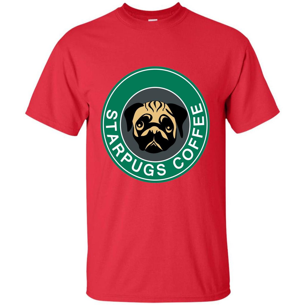 Starpugs Coffee T-shirt Pug Dog Lover T-shirt Red