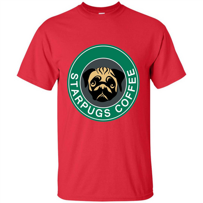 Starpugs Coffee T-shirt Pug Dog Lover T-shirt Red