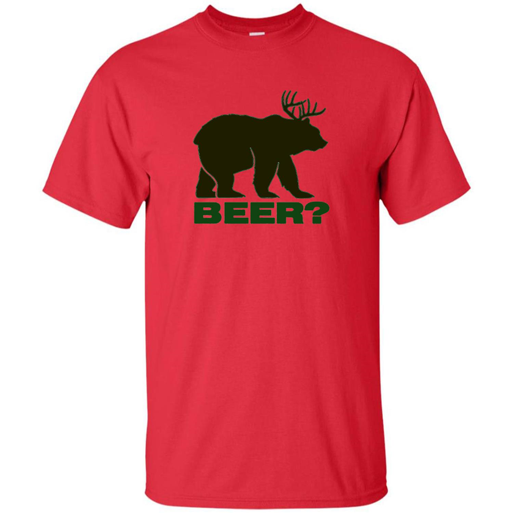 Bear Deer Bear Beer Funny T-shirt Red