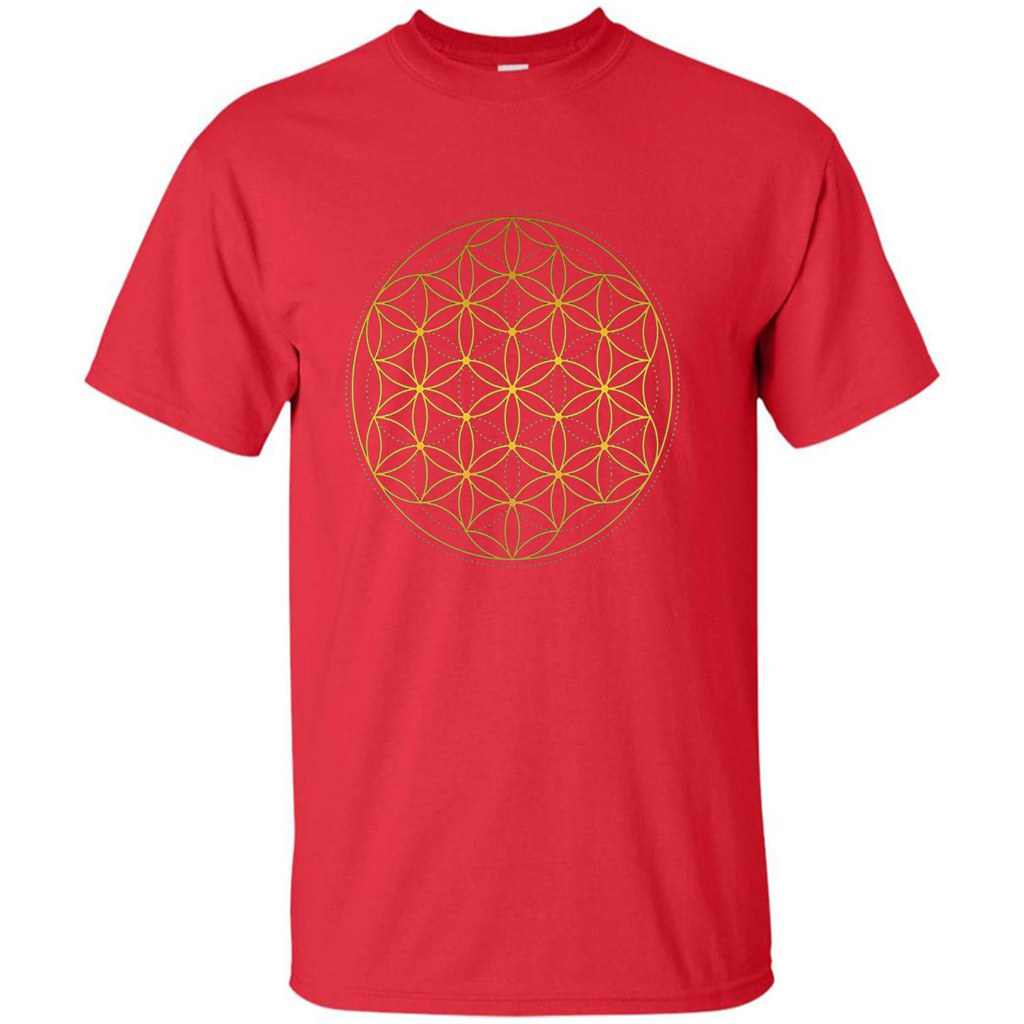 Beautiful Gold Sacred Geometry T-shirt Red