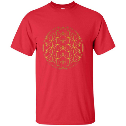 Beautiful Gold Sacred Geometry T-shirt Red