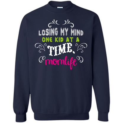 Mommy T-shirt Losing My Mind One Kid At A Time MomLife Navy