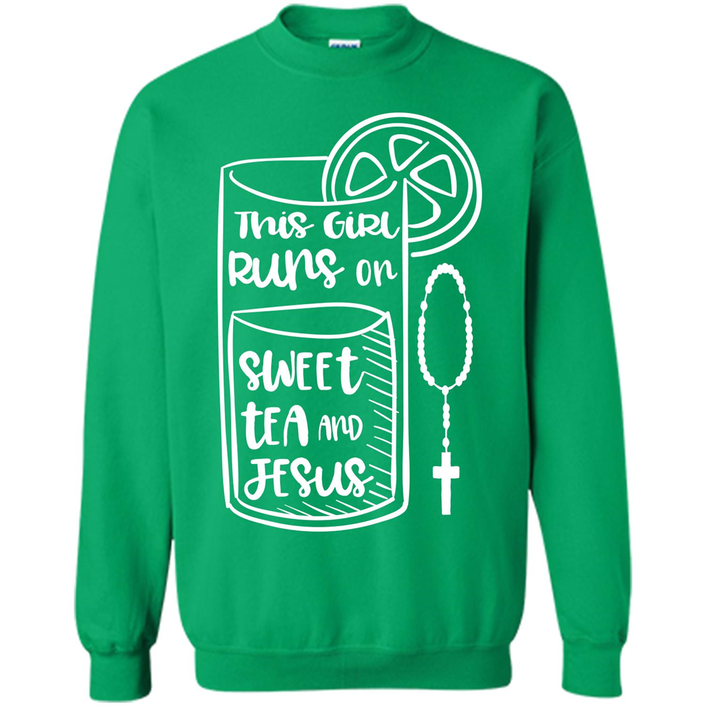 Christian T-shirt This Girl Runs on Sweet Tea and Jesus T-shirt Irish Green