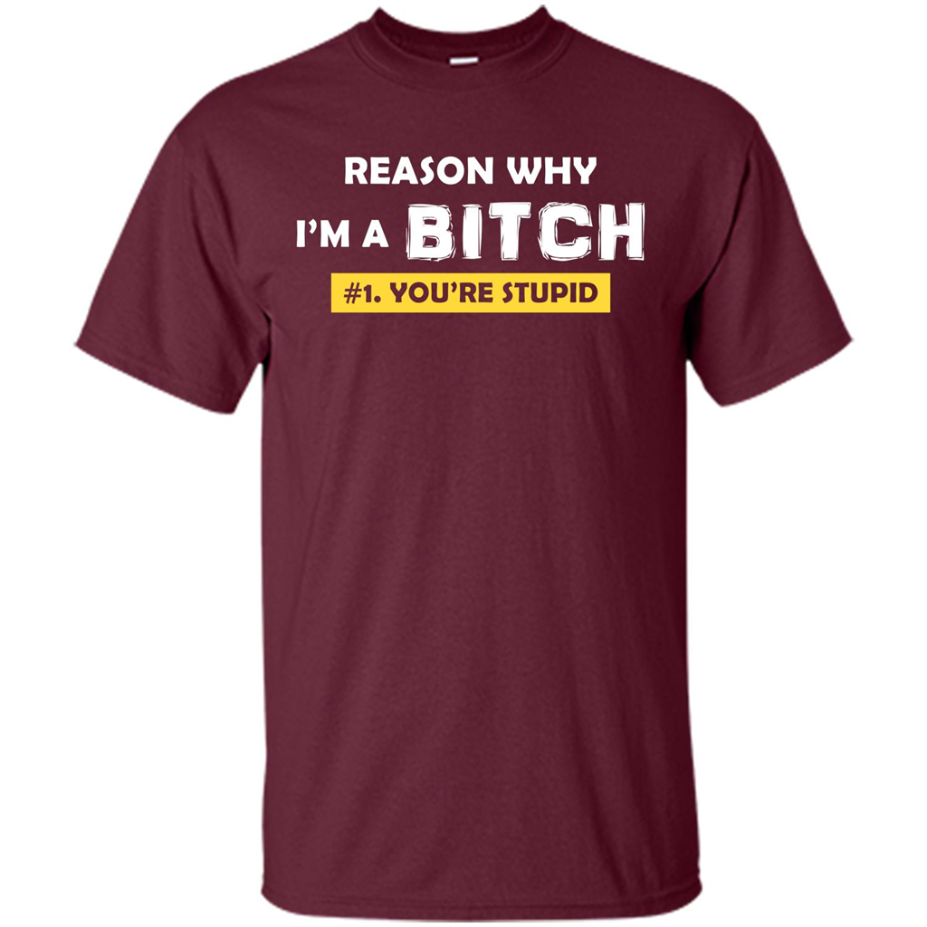 Funny T-shirt Reason Why I'm A Bitch, You're Stupid Maroon