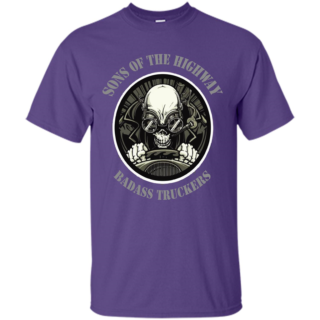 Trucker T-shirt Sons Of The Highway Badass Truckers T-shirt Purple