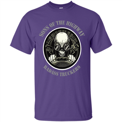 Trucker T-shirt Sons Of The Highway Badass Truckers T-shirt Purple