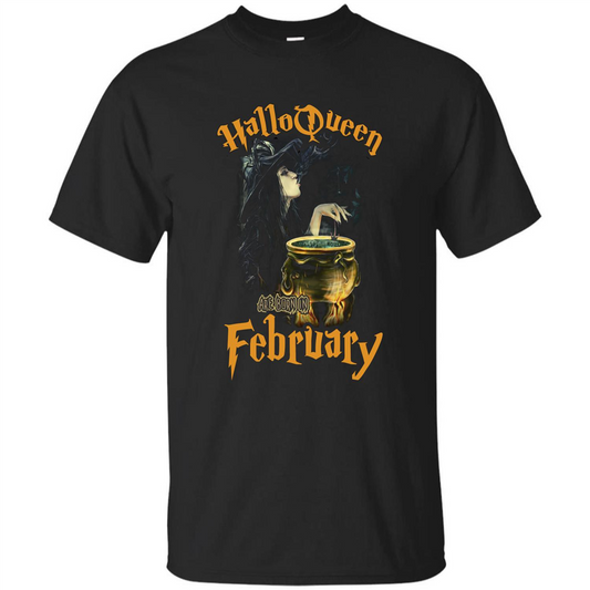HalloQueen Are Born In February T-shirt Black