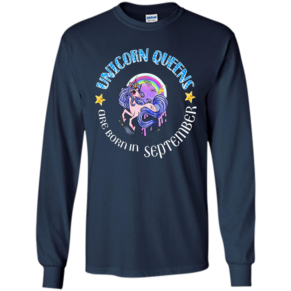 September Unicorn T-shirt Unicorn Queens Are Born September Navy