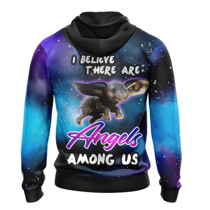 I Believe There Are Angels Among Us Elephant Unisex 3D Hoodie