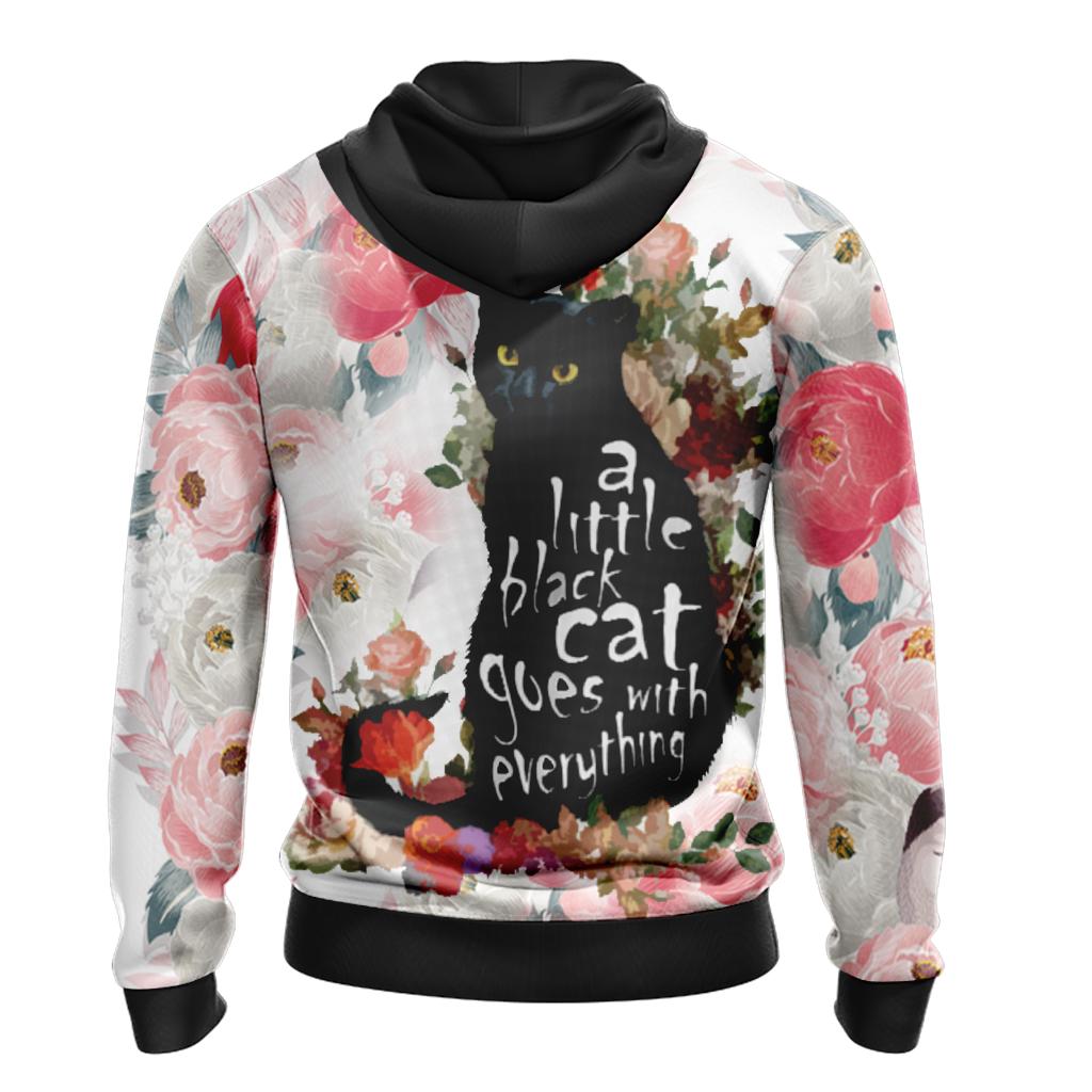 A Little Black Cat Goes With Everything Unisex Zip Up Hoodie