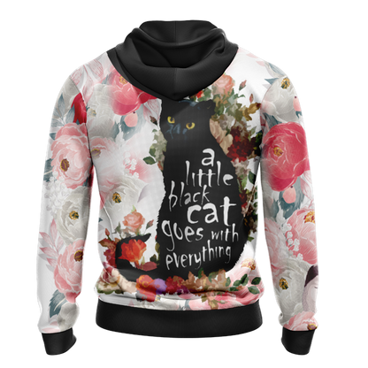 A Little Black Cat Goes With Everything Unisex Zip Up Hoodie