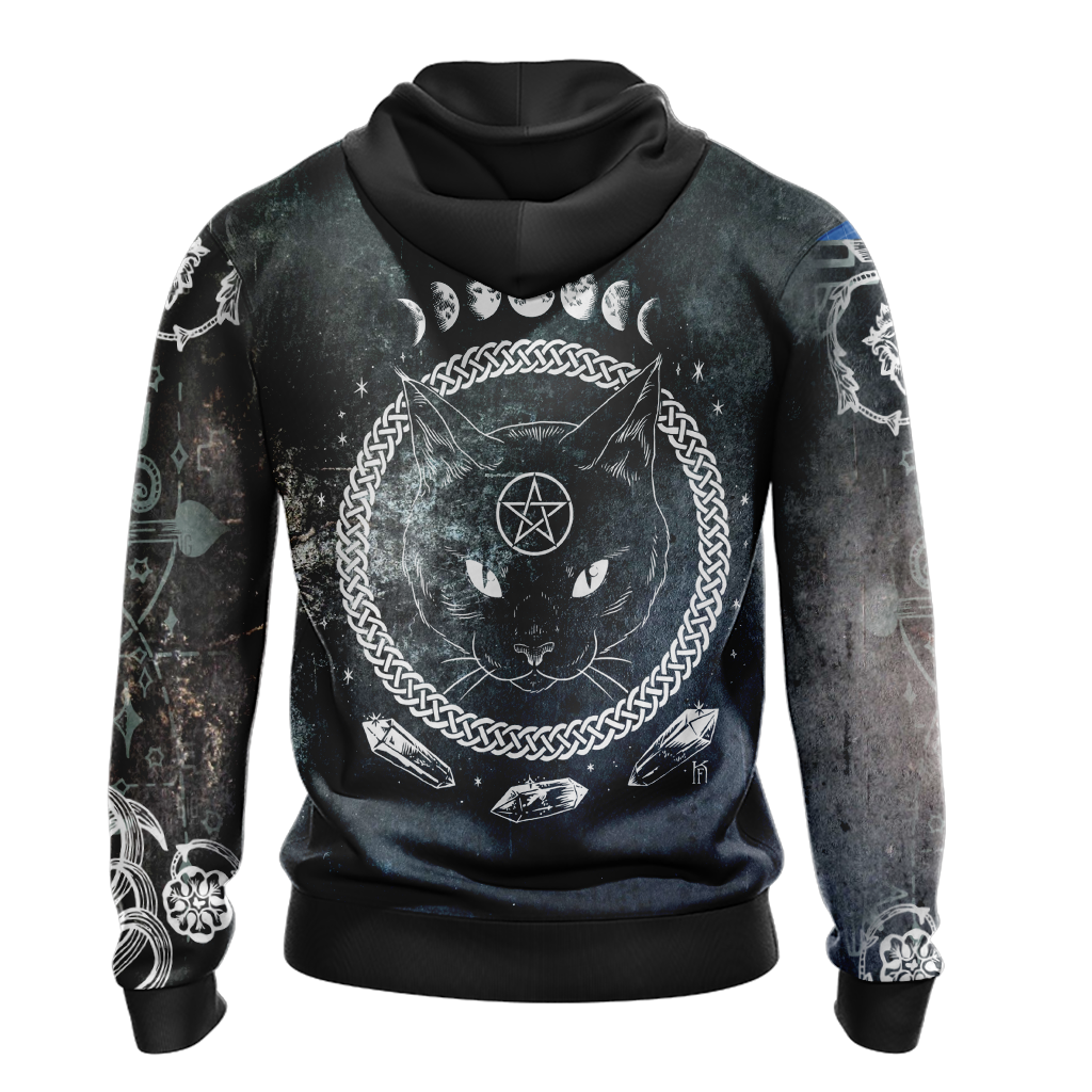 Black Cat Witches Unisex Zip Up Hoodie