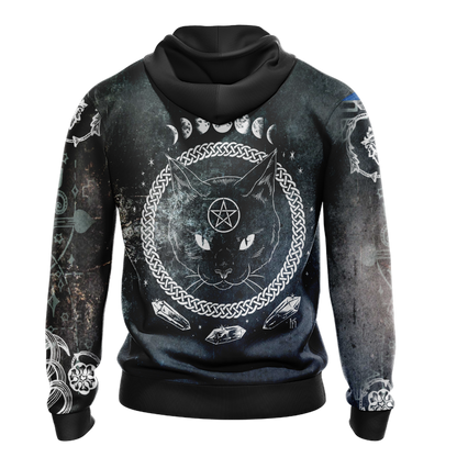 Black Cat Witches Unisex Zip Up Hoodie