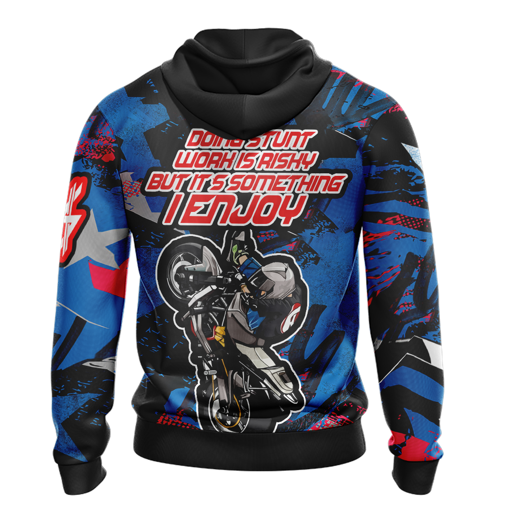 StuntBike Doing Stunt Woah Is Risky But It's Something I Enjoy Unisex Zip Up Hoodie