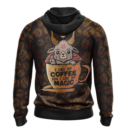 I Like My Coffee How I Like My Magic Unisex Zip Up Hoodie