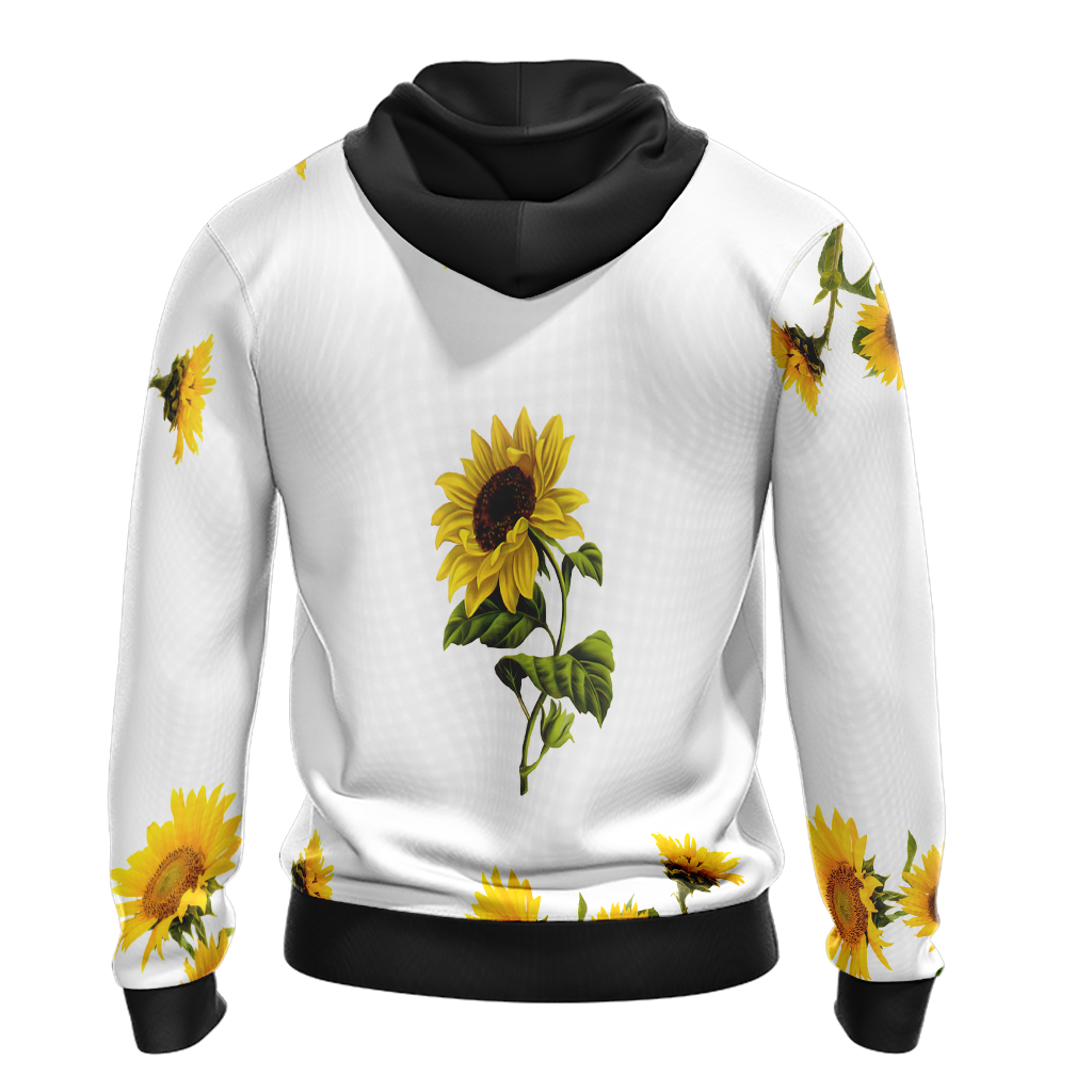 Elephant And Sunflower Unisex Zip Up Hoodie