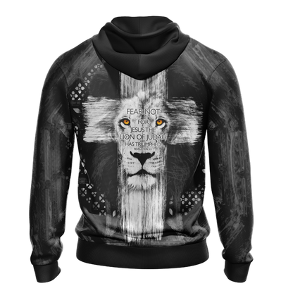 Christian - Fear Not For Jesus The Lion Of Judah Has Triumphed Unisex Zip Up Hoodie