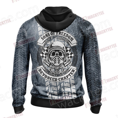 Biker Sons Of Freedom Devorced Chapter Unisex Zip Up Hoodie Jacket