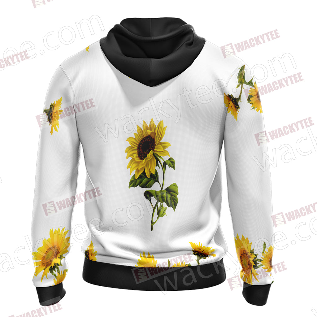 Elephant And Sunflower Unisex Zip Up Hoodie Jacket