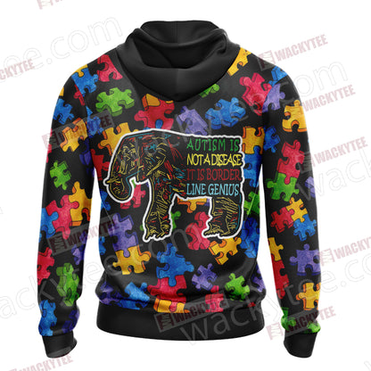 Autism Not A Disease It Is Border Line Genius Unisex 3D Hoodie