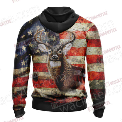 Hunting Us Flag Unisex Zip Up Hoodie Jacket