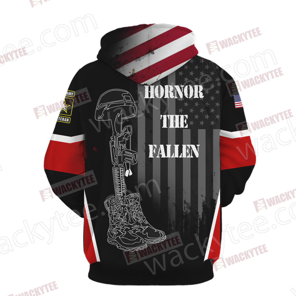 US Army Veteran Hornor The Fallen Unisex 3D Hoodie