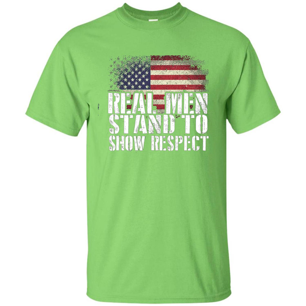 Military T-shirt Real Men Stand To Show Respect Lime