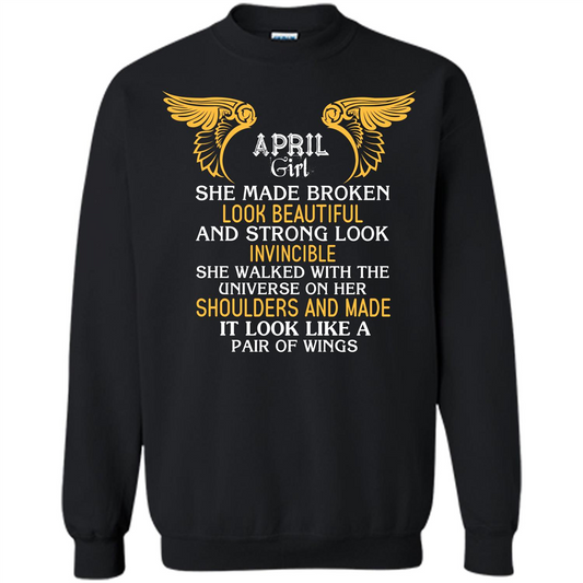 April Girl She Made Broken Look Beautiful T-shirt Black