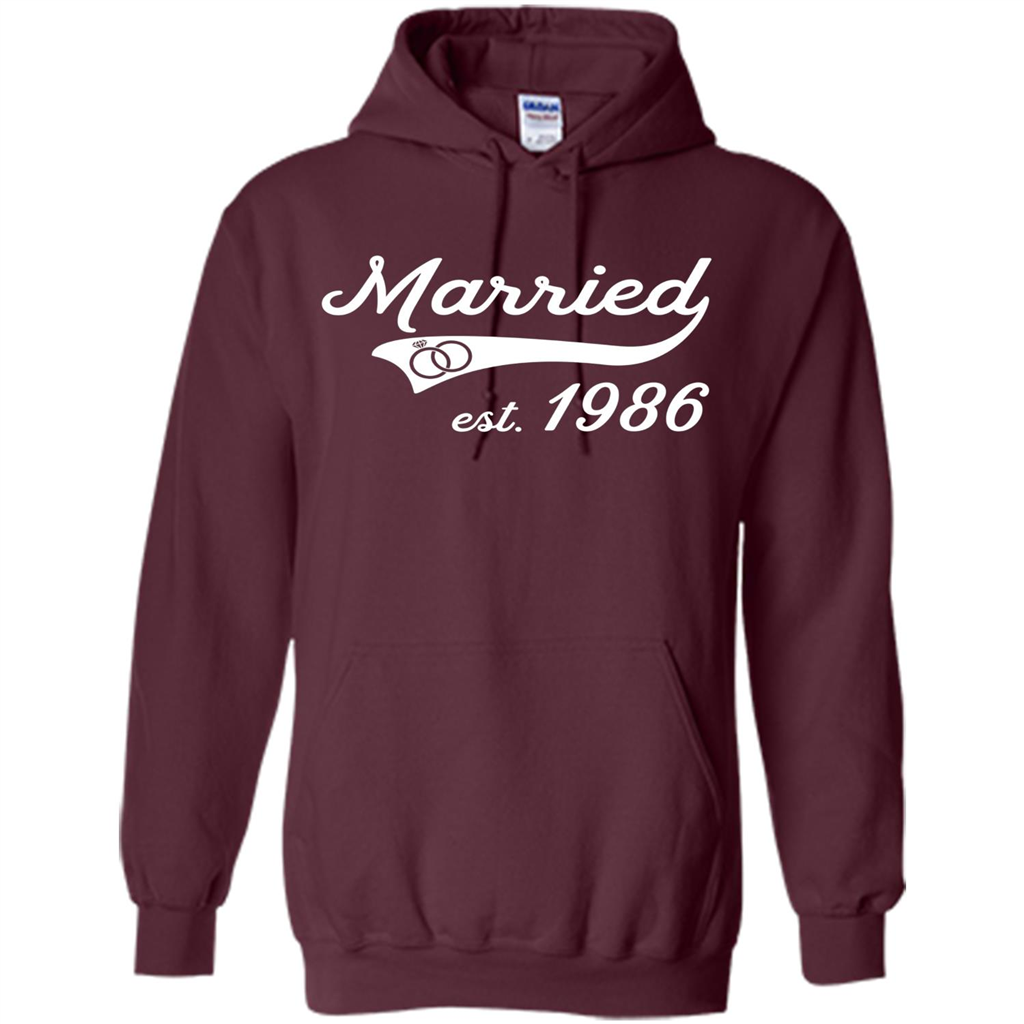Married Since 1986 T-shirt Wedding Anniversary T-Shirt Maroon