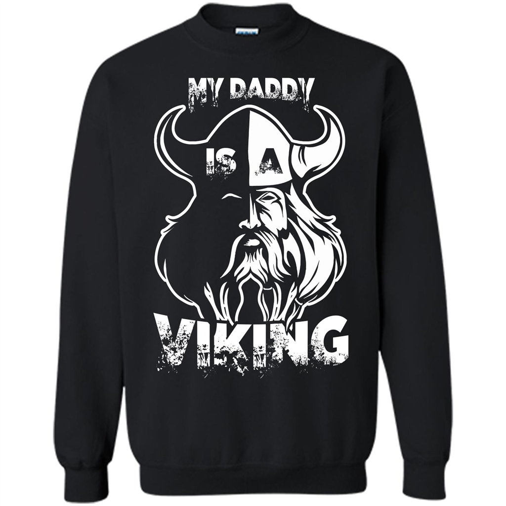 Family T-shirt My Daddy Is A Viking T-shirt Black