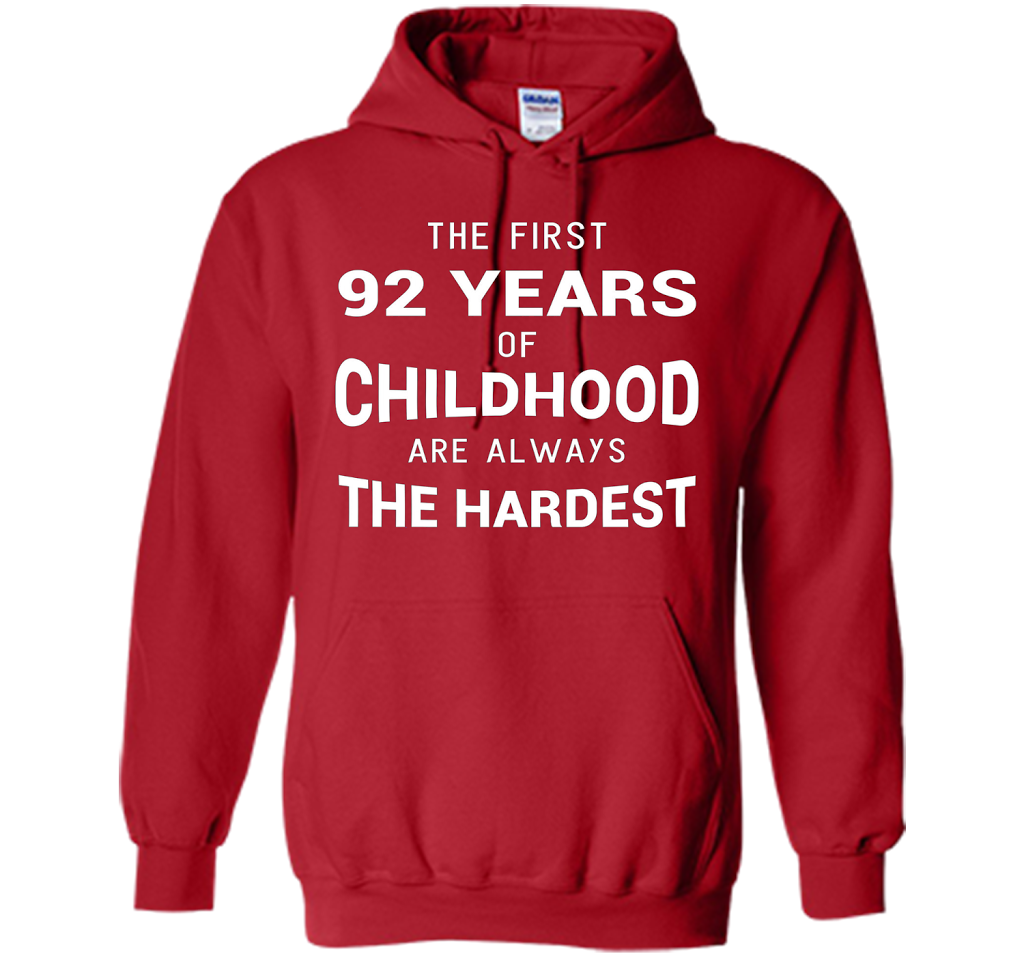 Funny 92nd Birthday Joke Gift 92 Years Old Novelty Gag Shirt cool shirt Red