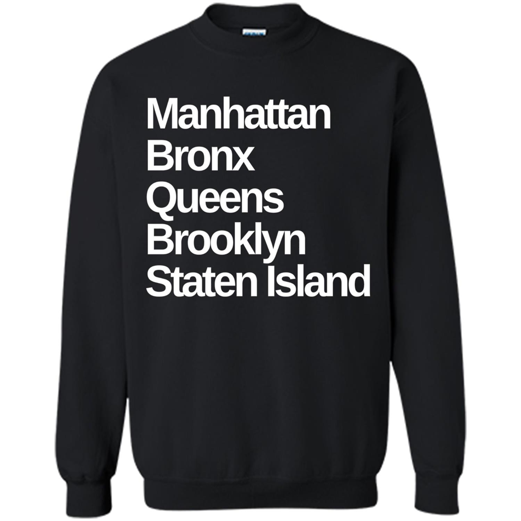 New York 5 Boroughs T-shirt Manhattan Bronx Queens Brooklyn Staten Island Black