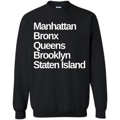New York 5 Boroughs T-shirt Manhattan Bronx Queens Brooklyn Staten Island Black